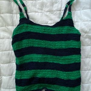 Hollister navy blue and green tank top.